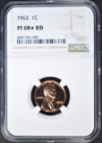 1963 LINCOLN CENTS NGC PF-68* RD