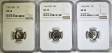 1965, 66 & 67 SMS ROOSEVELT DIMES, NGC MS-67