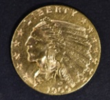 1909 $2.5 GOLD INDIAN  CH BU