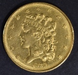 1834 $5 GOLD CLASSIC HEAD PLAIN 4  NICE BU