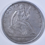 1861-O SEATED LIBERTY HALF DOLLAR XF