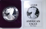 1990-S PROOF AMERICAN SILVER EAGLE, BOX/COA
