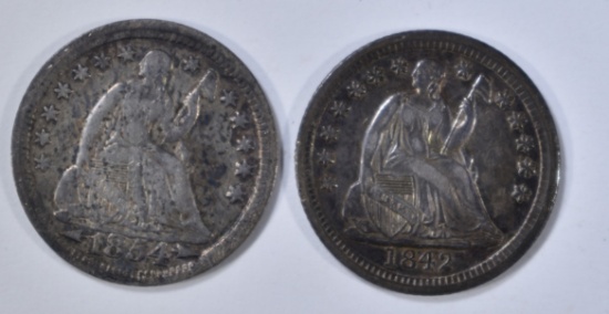 1842 VF/XF & 1854 VF SEATED LIBERTY HALF DIMES