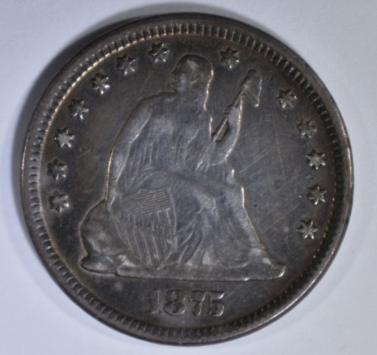 1875 SEATED LIBERTY QUARTER XF