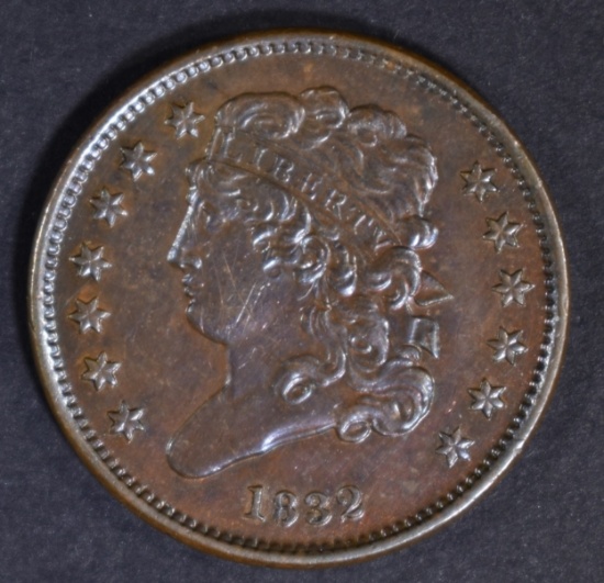 1832 HALF CENT XF/AU