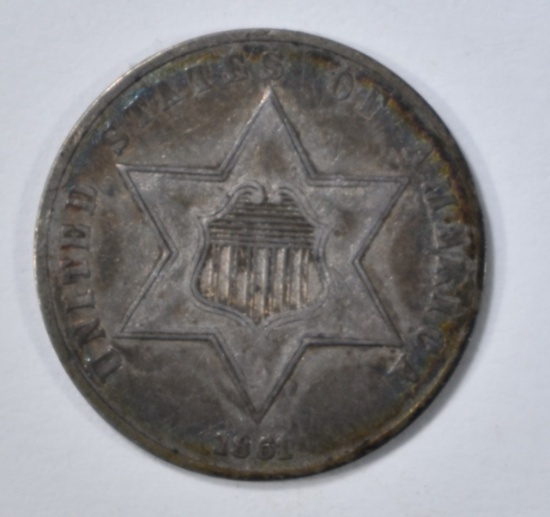 1861 3 CENT SILVER XF