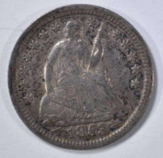 1853 SEATED LIBERTY HALF DIME VF/XF