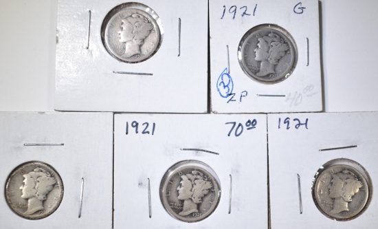 5-1921 MERCURY DIMES, NICE GOODS KEY DATE