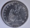 1890 SEATED LIBERTY QUARTER  AU W/DRAPERY