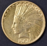 1908-S $10 GOLD INDIAN  NICE AU