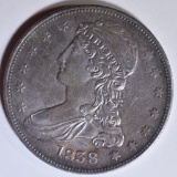 1838 BUST HALF DOLLAR  AU  COLOR