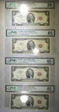 4-PMG GRADED 1963 $2 RED SEAL NOTES