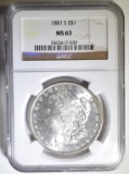 1881-S MORGAN DOLLAR  NGC MS-63