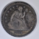 1859-S SEATED LIBERTY QUARTER  F/VF