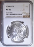 1884-O MORGAN DOLLAR  NGC MS-63