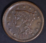 1857 LARGE CENT  AU