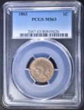 1863 INDIAN CENT PCGS MS-63