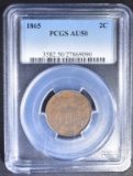 1865 2-CENT PIECE PCGS AU-50