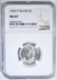 1942-P SILVER JEFFERSON NICKEL NGC MS-67