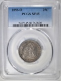 1856-O SEATED LIBERTY QUARTER PCGS XF-45