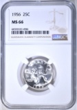 1956 WASHINGTON QUARTER, NGC MS-66