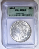 1921-S MORGAN DOLLAR ICG MS-65