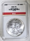 1986 AMERICAN SILVER EAGLE BGC PERFECT GEM BU