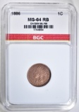 1886 INDIAN CENT BGC CH/GEM BU RB