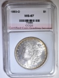 1883-O MORGAN DOLLAR CCGS SUPERB GEM BU  WHITE!