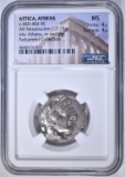 440-404 BC ATHENIAN OWL, AR TETRADRACHM NGC MS 4/4