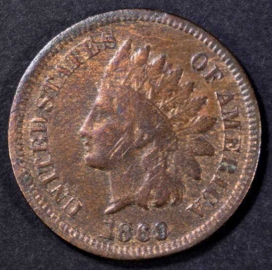 1869 INDIAN CENT VG/F MARK ON OBV