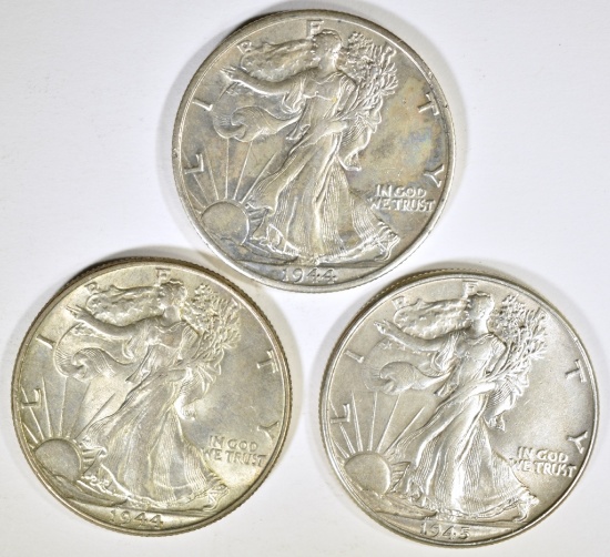 1944-P-D & 45 AU WALKING LIBERTY HALF DOLLARS