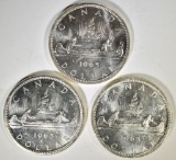 3-1965 CH BU CANADIAN SILVER DOLLARS