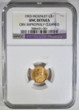 1903 $1 GOLD MCKINLEY  NGC UNC DETAILS