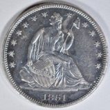 1861 SEATED LIBERTY HALF DOLLAR AU/BU