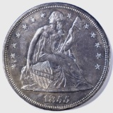 1855 SEATED LIBERTY DOLLAR AU/BU
