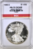 1989-S AMER. SILVER EAGLE BGC PERFECT PR DCAM