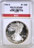 1990-S AMER. SILVER EAGLE BGC PERFECT PR DCAM