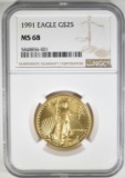 1991  GOLD EAGLE $25 NGC MS-68