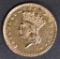 1873 CLOSED 3 GOLD DOLLAR  INDIAN PRINCESS AU/BU