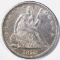 1875-CC SEATED LIBERTY HALF, XF/ AU