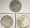 1922-P, D, & S PEACE DOLLARS, FINE