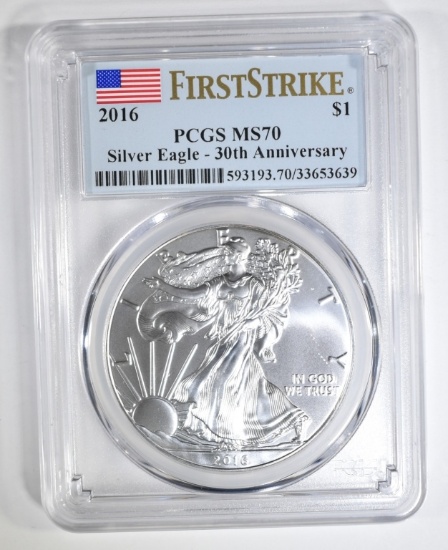 2016 AMERICAN SILVER EAGLE PCGS MS-70 1st STRIKE