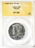 1964 KENNEDY HALF, ANACS PF-68