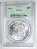 1888 MORGAN DOLLAR PCGS MS-64 OGH