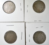 1883 N/C AU & 3 1912-D FINE LIBERTY NICKELS