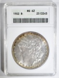 1902 MORGAN DOLLAR ANACS MS-62