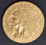 1909 $2.5 GOLD INDIAN  CH BU