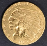 1914 $2.5 GOLD INDIAN  NICE BU