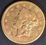 1857-S $20 GOLD LIBERTY  NICE BU